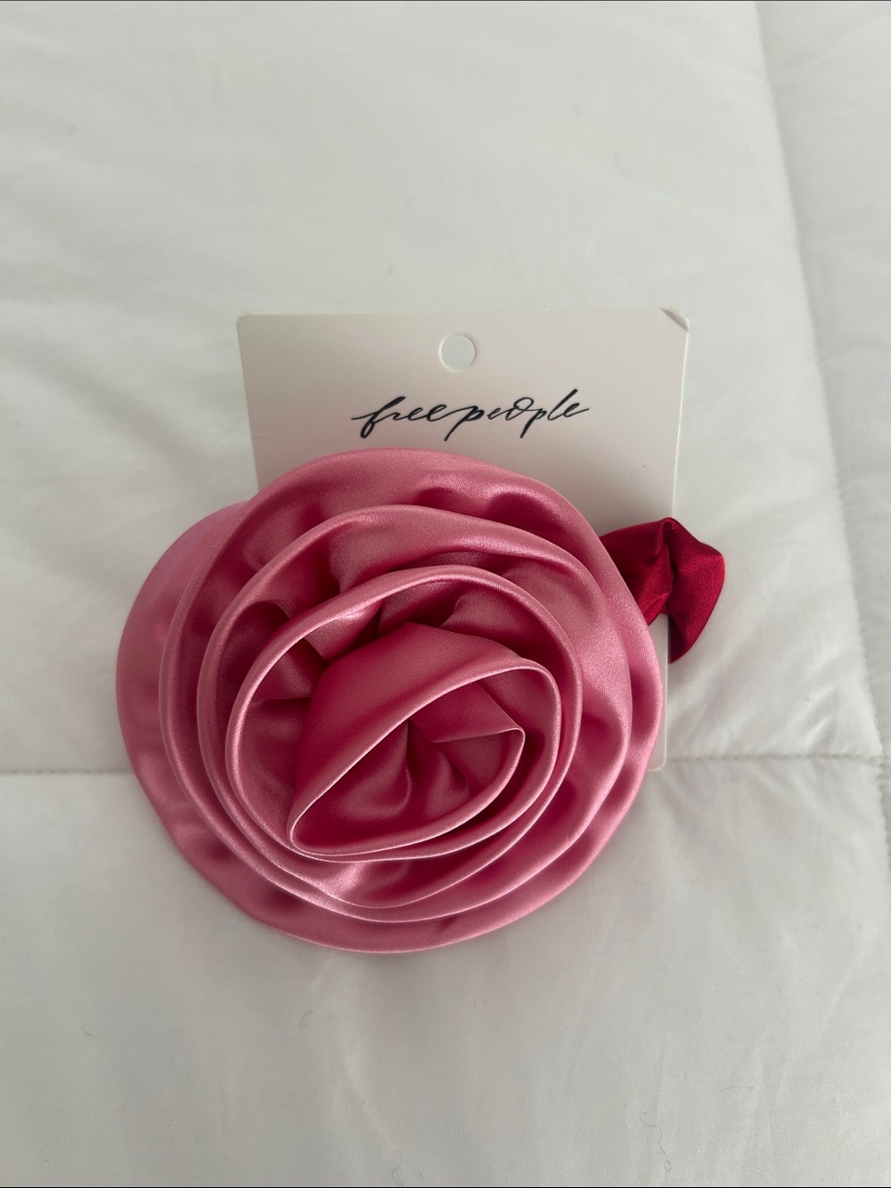 Free People thorns and roses Satin hair pony  in Pink and Burgundy